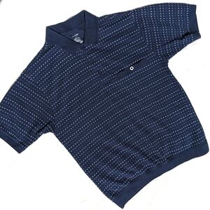 David Taylor Golf Polo Ribbed Bottom Band Short Sleeve Cotton Poly Navy Blue Med